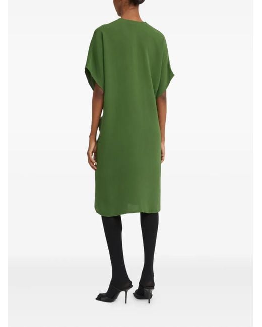 Yves Salomon Green Draped Twist-Front Midi Dress