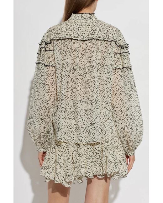 Isabel Marant White Doane Ruffled Polka-Dot Top