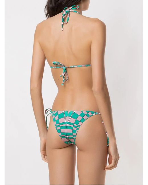 Amir Slama Green Geometric Print Bikini Set