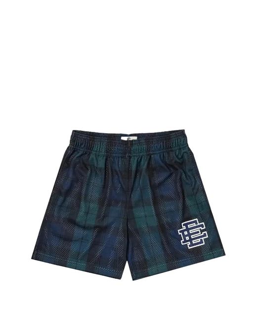 Eric Emanuel Blue Plaid Mesh Shorts for men