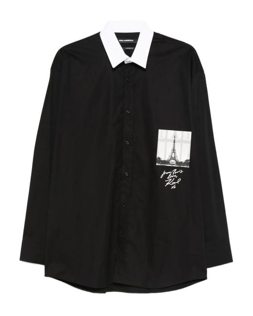 Karl Lagerfeld Black Chemise À Col Contrastant for men