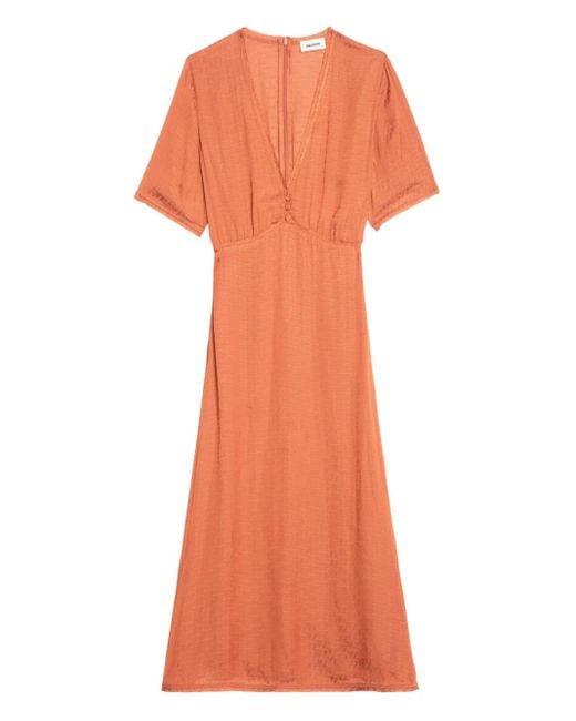 Zadig & Voltaire Orange Robe Rhodral À Coupe Mi-Longue
