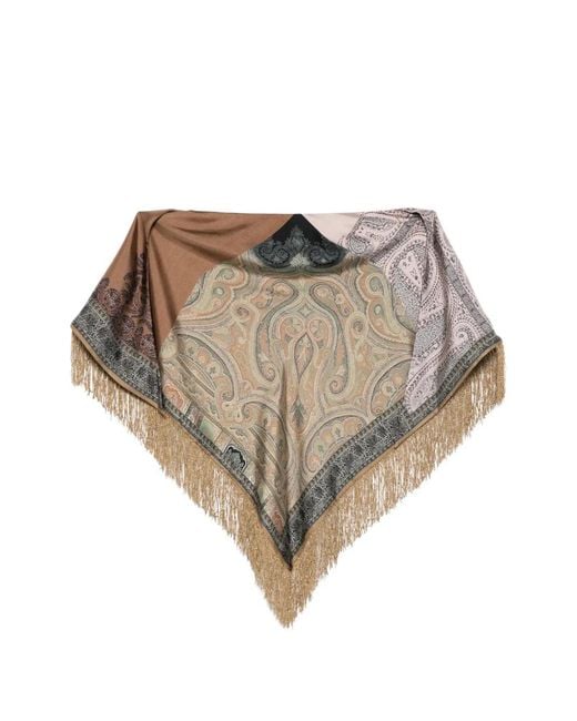 Pierre Louis Mascia Brown Aloeuw Paisley Fringed Scarf
