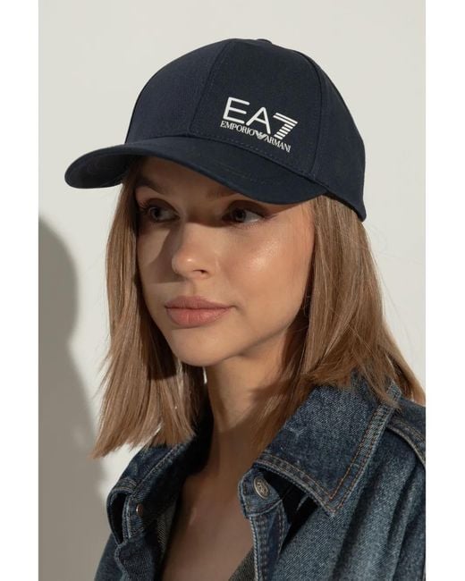 EA7 Blue Logo-Print Baseball Cap
