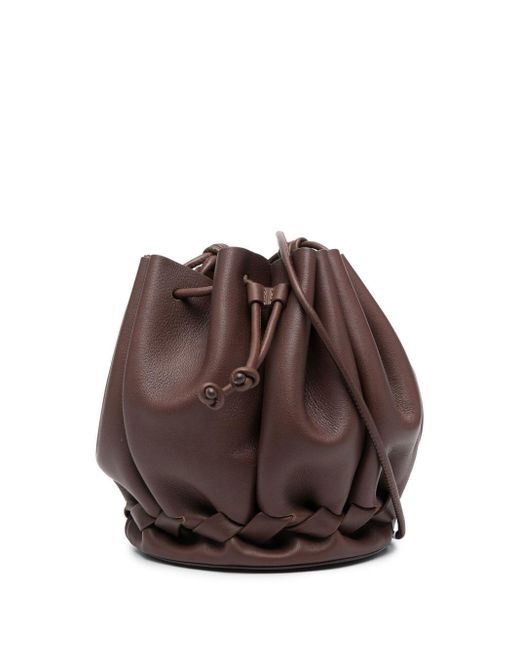 Hereu Brown Gathered-leather Drawstring Bucket Bag