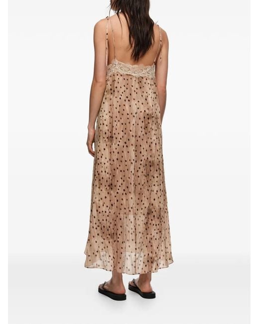 Bimba Y Lola Natural Polka-Dot Lace Dress