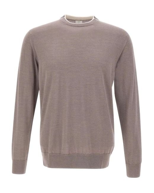 Maglione Girocollo Con Orlo A Coste di Eleventy in Gray da Uomo