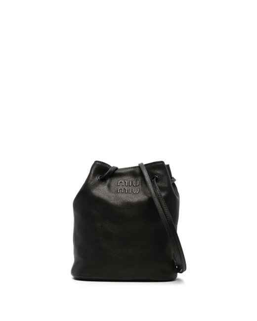 Miu Miu Black Mini Leather Bucket Bag