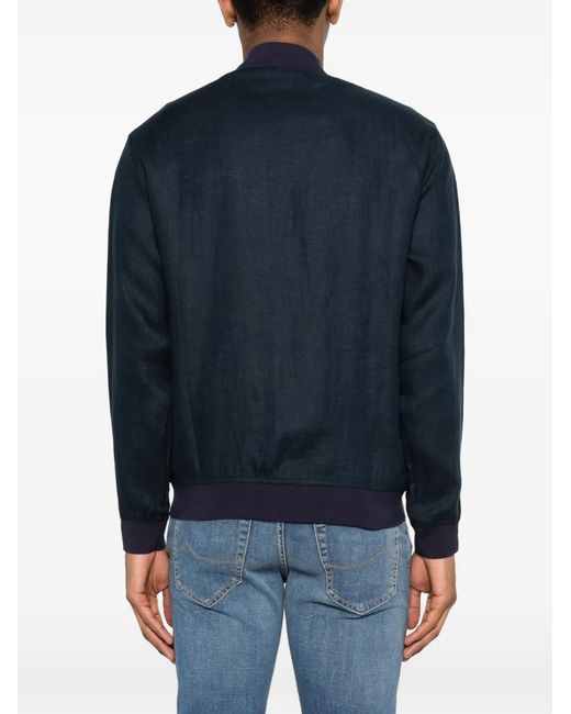 Kiton Blue Zip Bomber Jacket for men