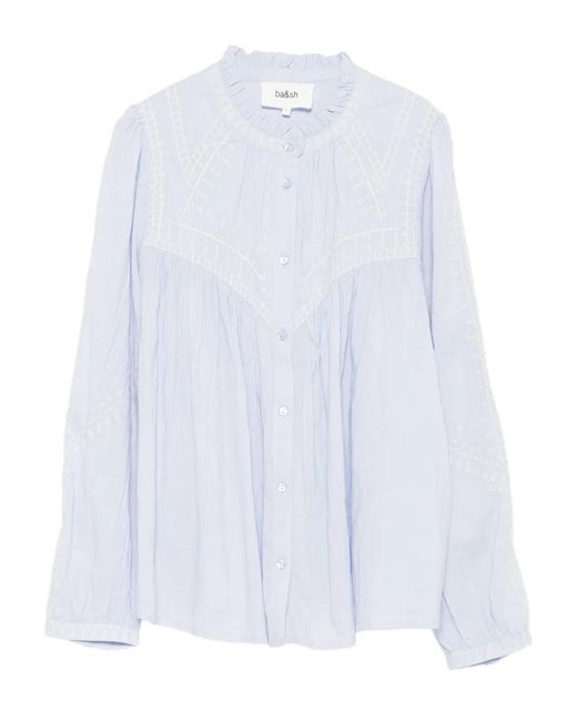 Ba&sh White Jaky Embroidered Ruffled Blouse