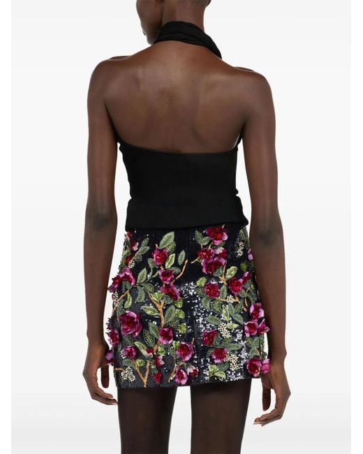 Roberto Cavalli Black Open-Shoulder Knitted Top