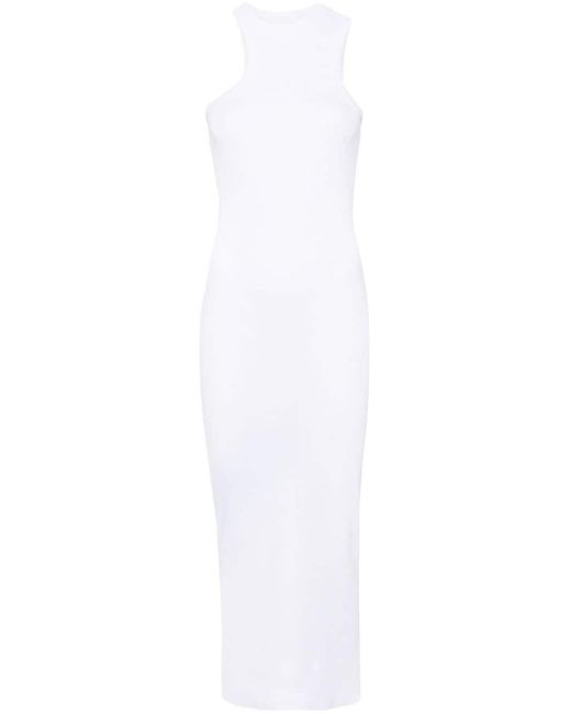 Axel Arigato White Asymmetric Ribbed Midi Dress