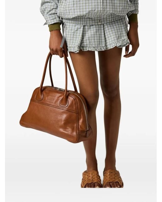 Miu Miu White Pleated Check Miniskirt