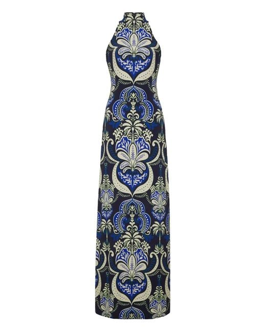 Cara Cara Blue Asher Halterneck Patterned Maxi Dress