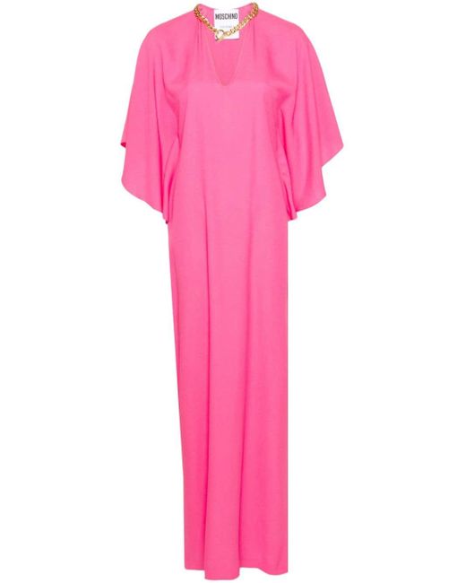 Robe évasée à détail de chaîne Moschino en coloris Pink