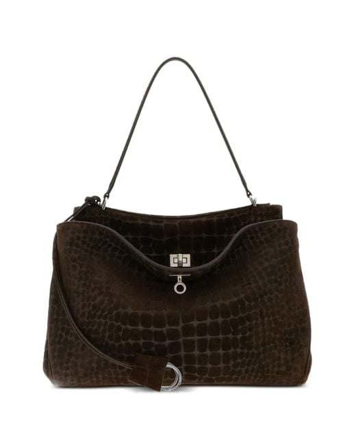 Sac Porté Épaule Rodeo À Effet Peau De Crocodile Médium Balenciaga en coloris Black