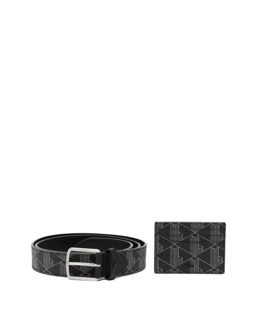 Lacoste Set aus Gürtel und Kartenetui mit Monogramm in White für Herren