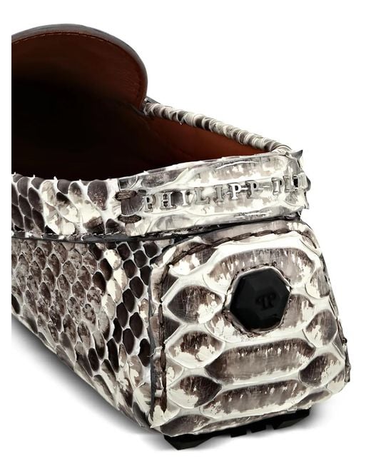 Mocassins Driver À Effet Peau De Python Philipp Plein pour homme en coloris White