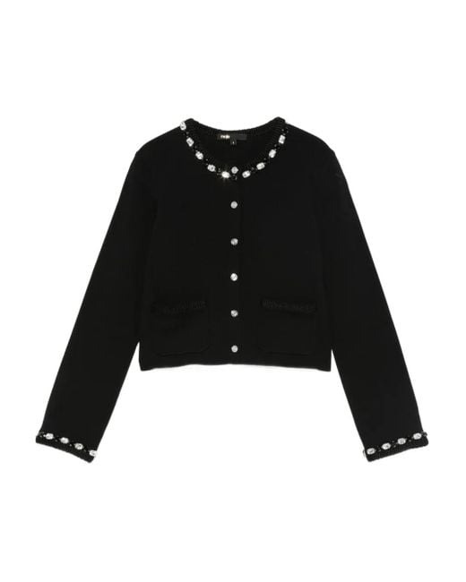 Maje Black Embellished-Button Cardigan