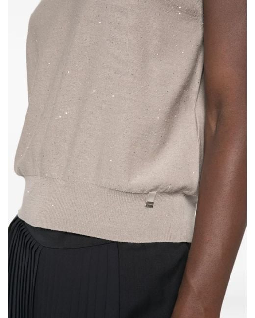 Herno White Sequin-Embellished Cap-Sleeve Vest