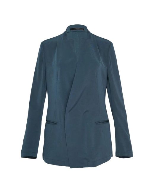 Y's Yohji Yamamoto Blue Stand-Collar Wrap Blazer