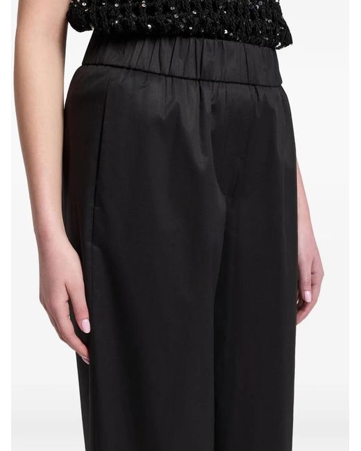 Peserico Black Elasticated-Waistband Wide-Leg Trousers