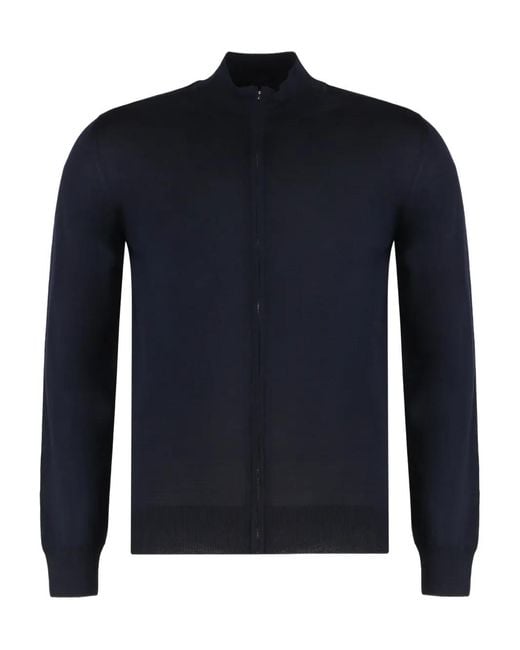 Moorer Blue Casoni Zip-Up Cardigan for men