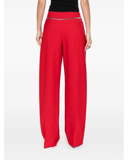 Sportmax Red Pleated-Front Trousers