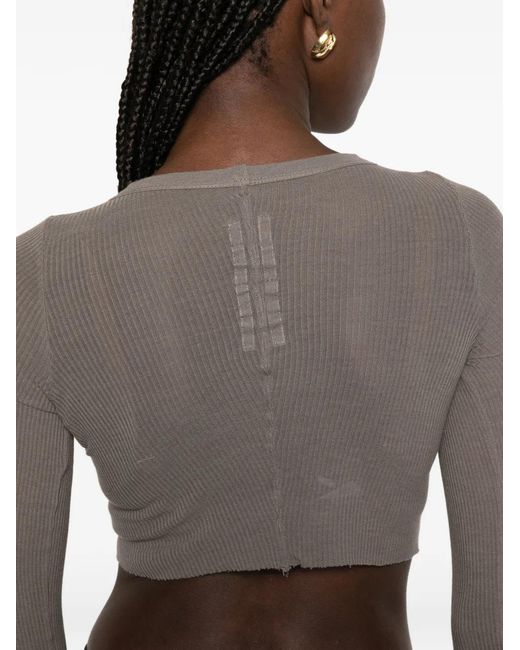 Rick Owens Gray Ls Crop T