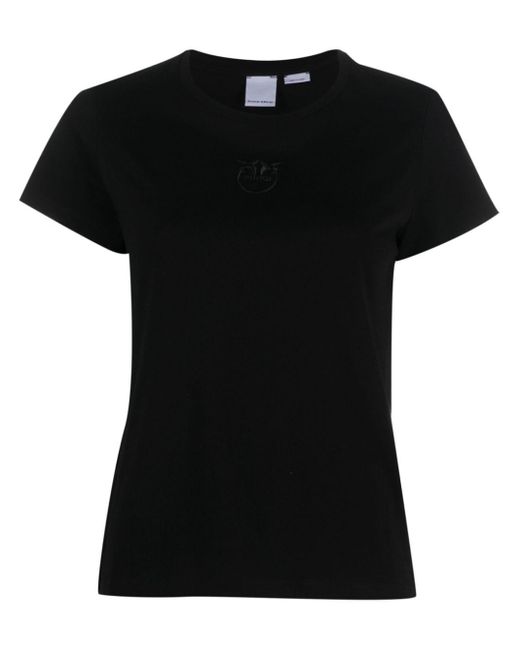 Pinko Black T-Shirt mit Logo-Stickerei