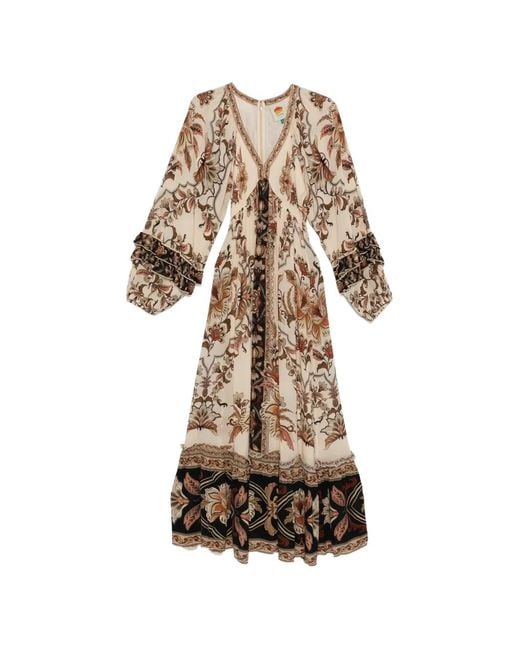 Farm Rio White Majestic Garden Ruffled Floral-Print Dress