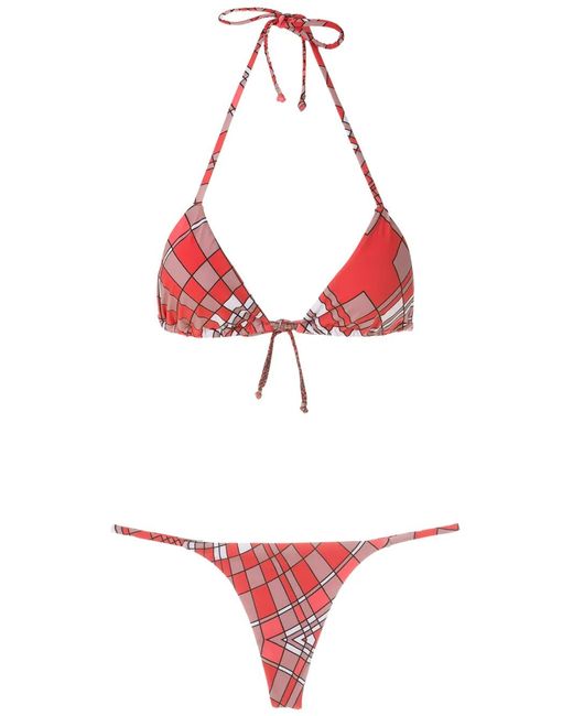 Amir Slama Red Geométrico Triangle Bikini Set