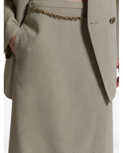 Alberta Ferretti Midi-Rok Met Split in het Gray