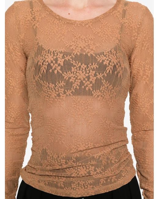 Imperial Brown Lace Long-Sleeve Top