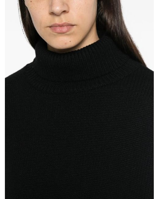 Lisa Yang Black Ribbed-Knit Roll-Neck Sweater