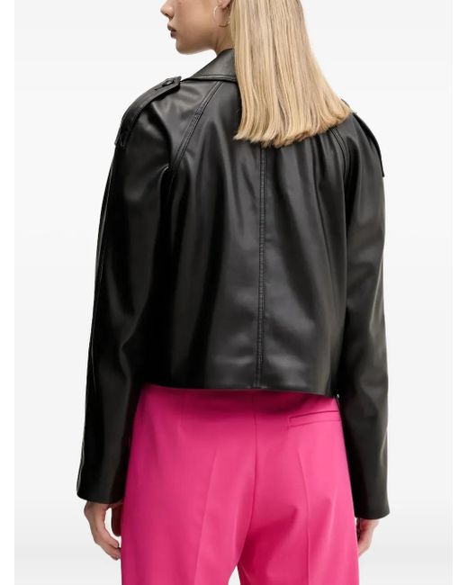 HUGO Gray Double-Breasted Cropped Jacket