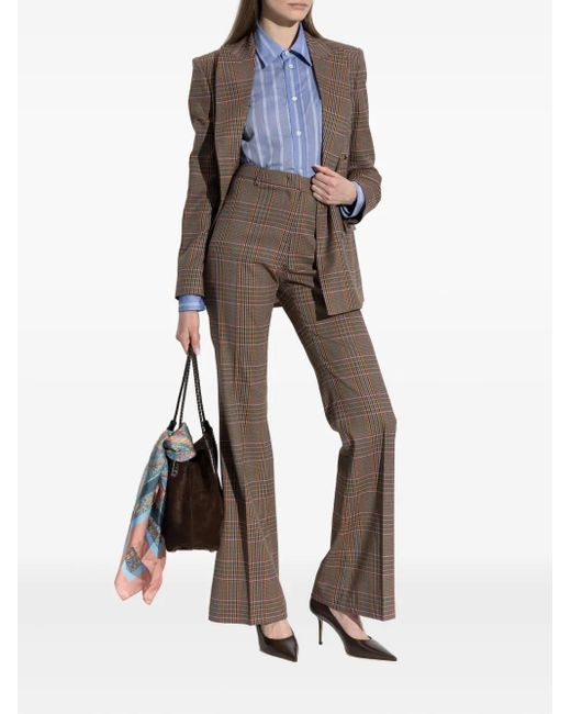 Etro Brown Double-Breasted Checked Blazer