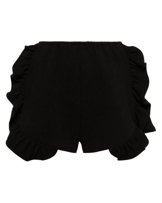 Ioana Ciolacu Black Peony Ruffled Jersey Shorts