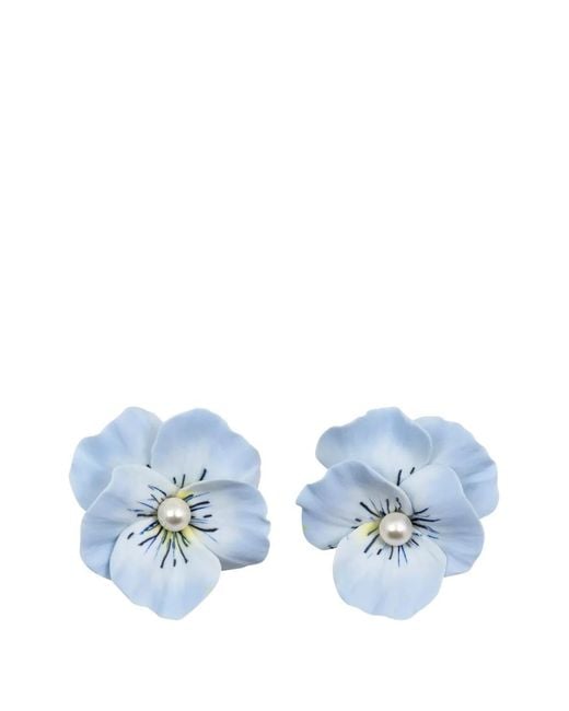 Jennifer Behr Blue Viletta Flower-Shaped Earrings