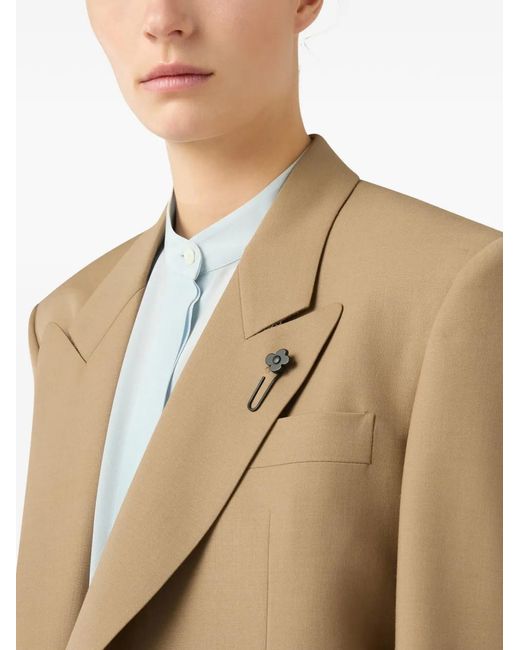 Lardini Natural Double-Breasted Peak-Lapel Blazer