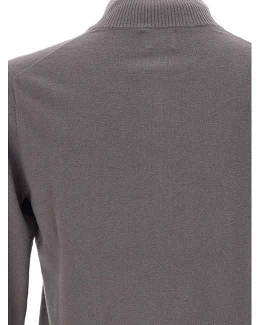 Sun 68 Gray Half-Zip Ribbed Sweater for men