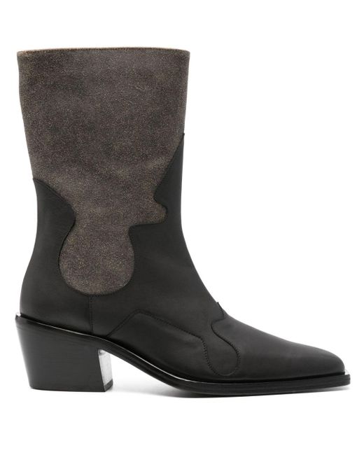 Eckhaus Latta Black 70mm Zipped Leather Boots for men