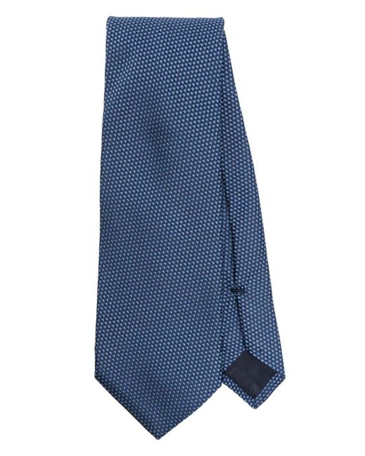 Corneliani Blue Pattern-jacquard Silk Tie for men