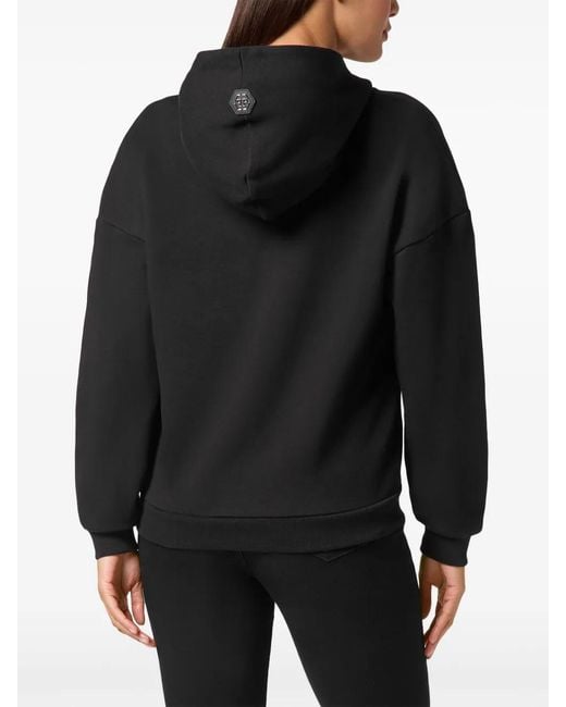 Philipp Plein Black Logo-Print Hoodie