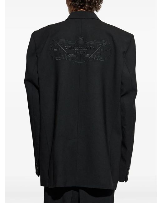 Vetements Black Embroidered Blazer for men