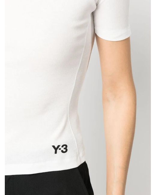 Y-3 White Logo Print Organic Cotton T-shirt - Women's - Organic Cotton