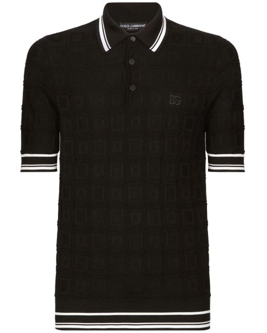Dolce & Gabbana Black Logo-embroidered Polo Shirt for men