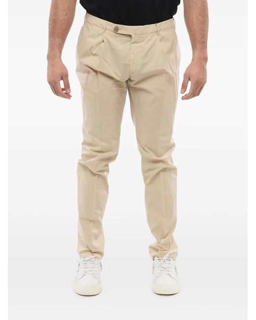 Corneliani Natural Pleated Chino Trousers for men