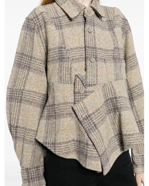 JNBY Brown Check-Print Wool Jacket
