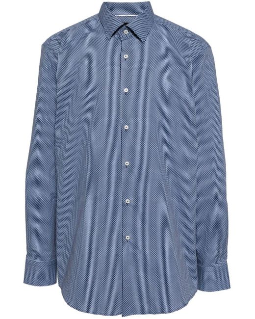 Boss Gestreiftes Hemd aus Popeline in Blue für Herren